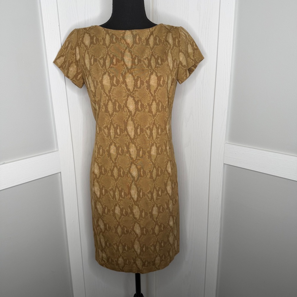 Lauren Ralph Lauren Sheath Dress Women PM Snakeskin Print Stretch Short Sleeve